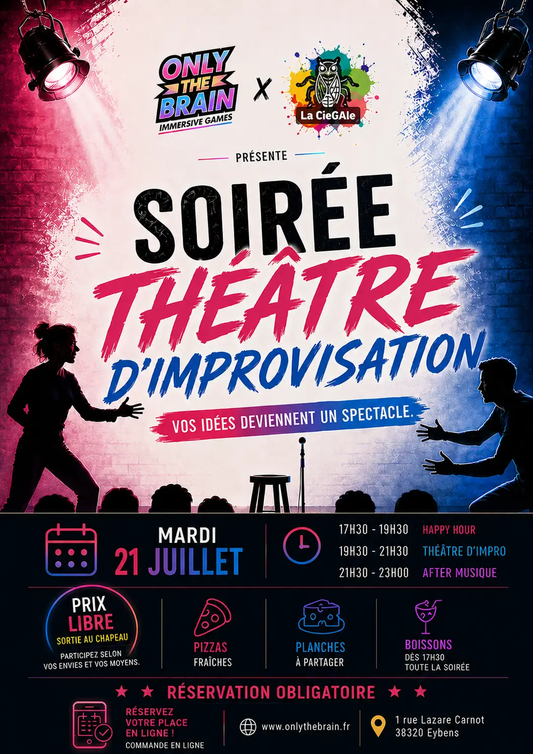 soirée theatre improvisation only the brain 07 2026 v3